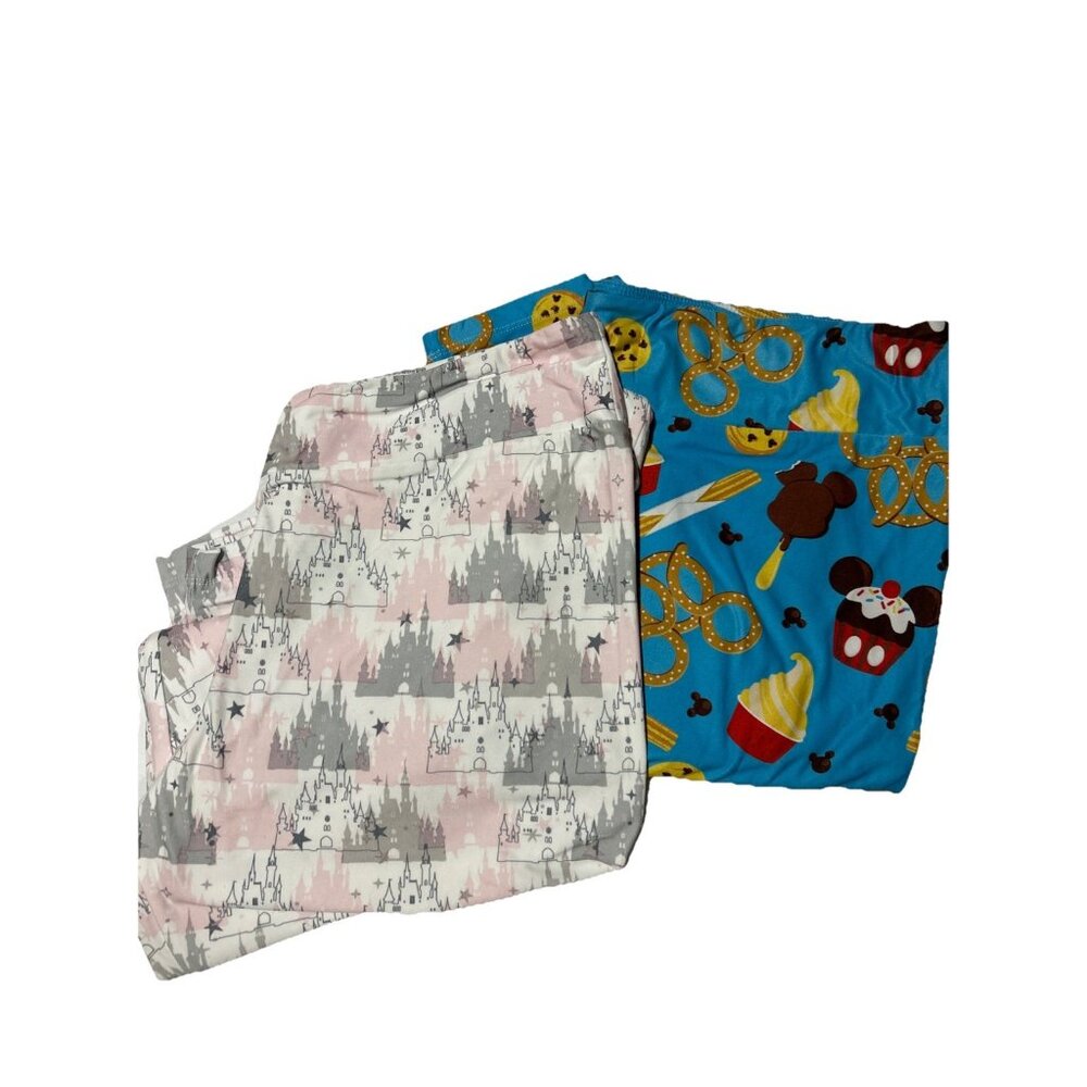 Disney Parks Mickey Snacks Food Print Leggings Dole Whip Churros Castle 1X Lot 2
